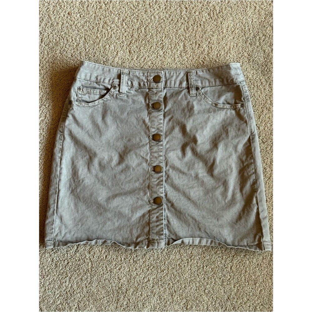 Gap Khaki Button Front Mini Skirt Size 2 Stretch Cotton Utility Cargo